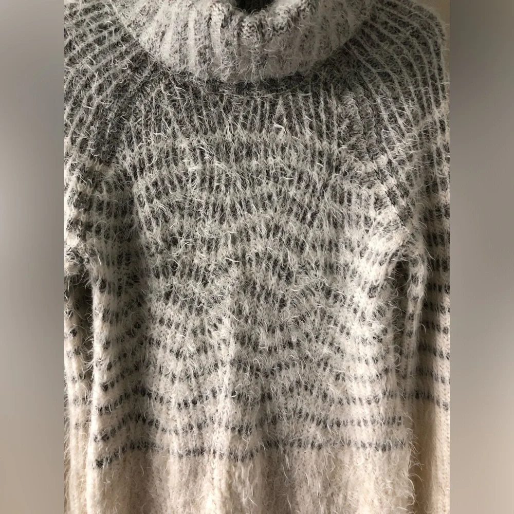 Anthropologie Gray and Cream Cowl Neck Sweater - Picture 11 of 15